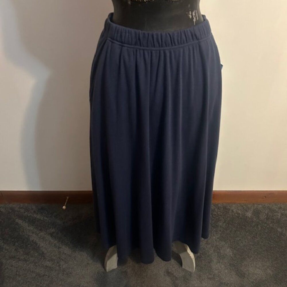 Woman Within Blue flare skirt with side pockets, size 14/16